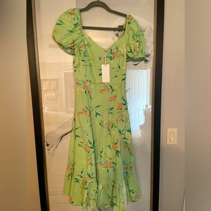 NWT By the river Floral Green Midi Dress